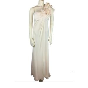 Nightway Origami One Shoulder Formal Gown Avant Garde Dramatic Ivory 4 Dress